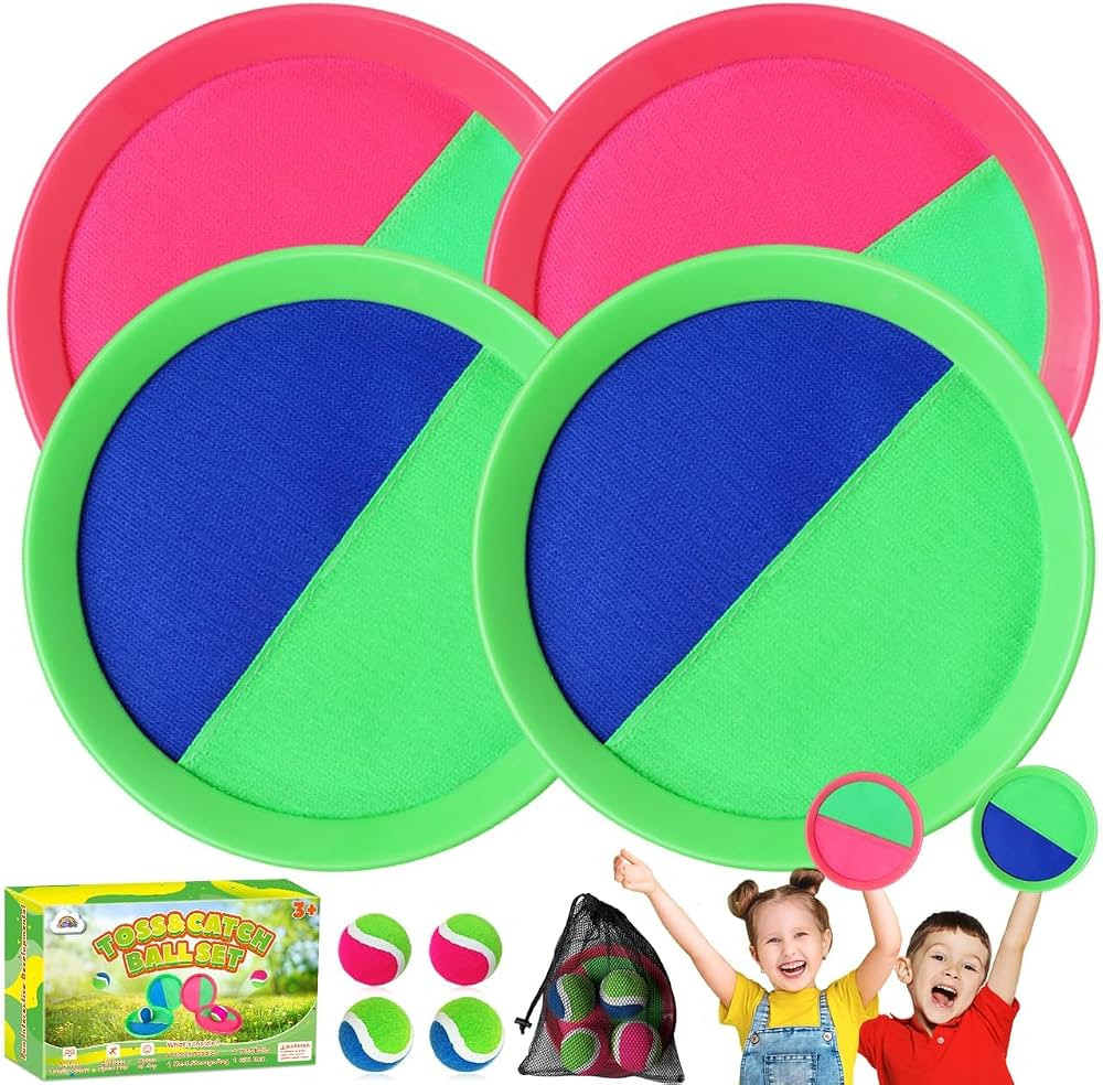 ZMLM Toss Catch Ball Toy Set: Upgraded Kid Outdoor Toy Game Beach Backyard Lawn Sport Activity Fu... | Amazon (US)