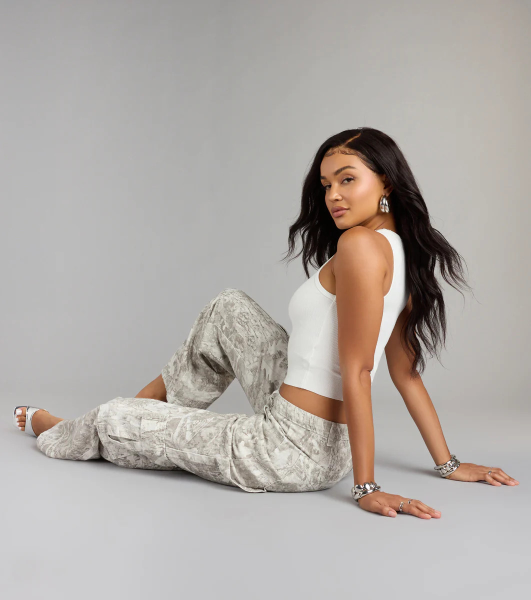 Off The Radar Camouflage Straight Leg Denim Jeans | Windsor Stores