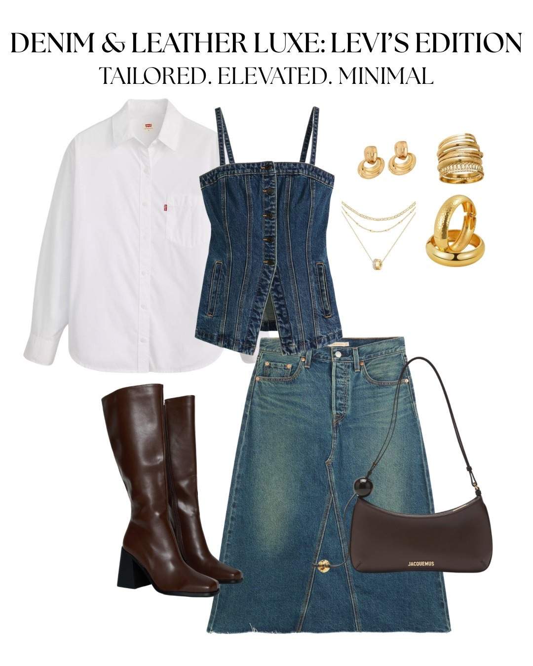 Denim & Leather Lux: Levi’s Edition 

Levi’s denim outfit, Long denim skirt outfit, Levi’s tailored bustier top, Brown knee high boots outfit, Brown leather purse styling, Denim on denim look, denim outfit inspo, Levi’s outfit ideas, Tailored denim set, Chic denim skirt outfit, Brown leather accessories outfit, Denim bustier styling, Casual chic denim look, Monochrome denim outfit, Stylish denim ensemble

#LTKgrwm #LTKootd #LTKBeauty