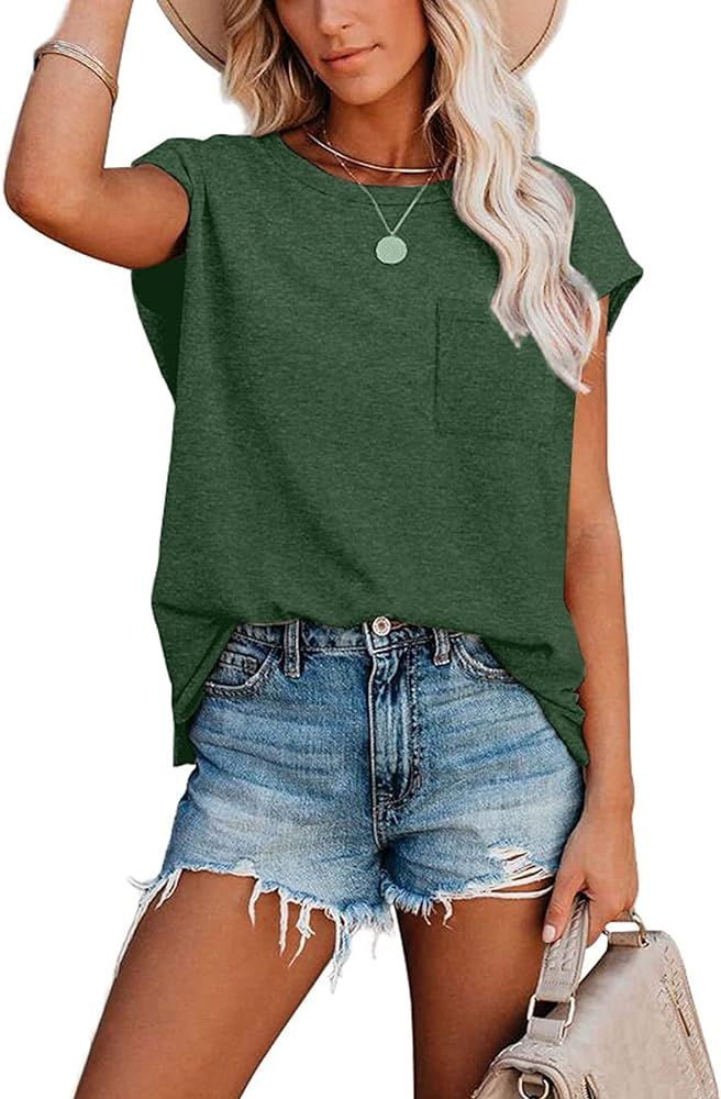 CNFUFEN Long/Short Sleeve T Shirts for Women Fashion Casual Fall/Summer Lightweight Solid Trendy ... | Amazon (US)