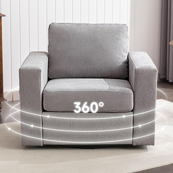 Oversized Swivel Accent Chair 6.3'' W Upholstered Arm Chair, Single Swivel Sofa Chair with Soft P... | Amazon (US)