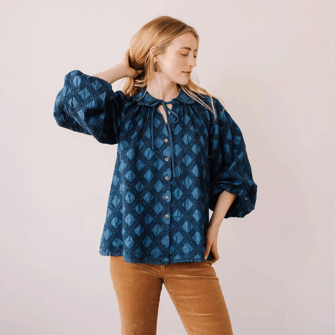 Denim Eyelet Willa Top | Sunshine Tienda
