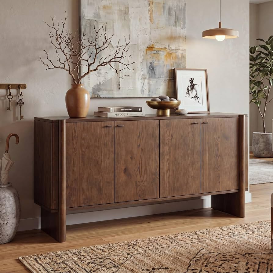 CIMOTA Brown Sideboard Buffet Cabinet with Storage, Entryway Accent Cabinet Modern Farmhouse Buff... | Amazon (US)