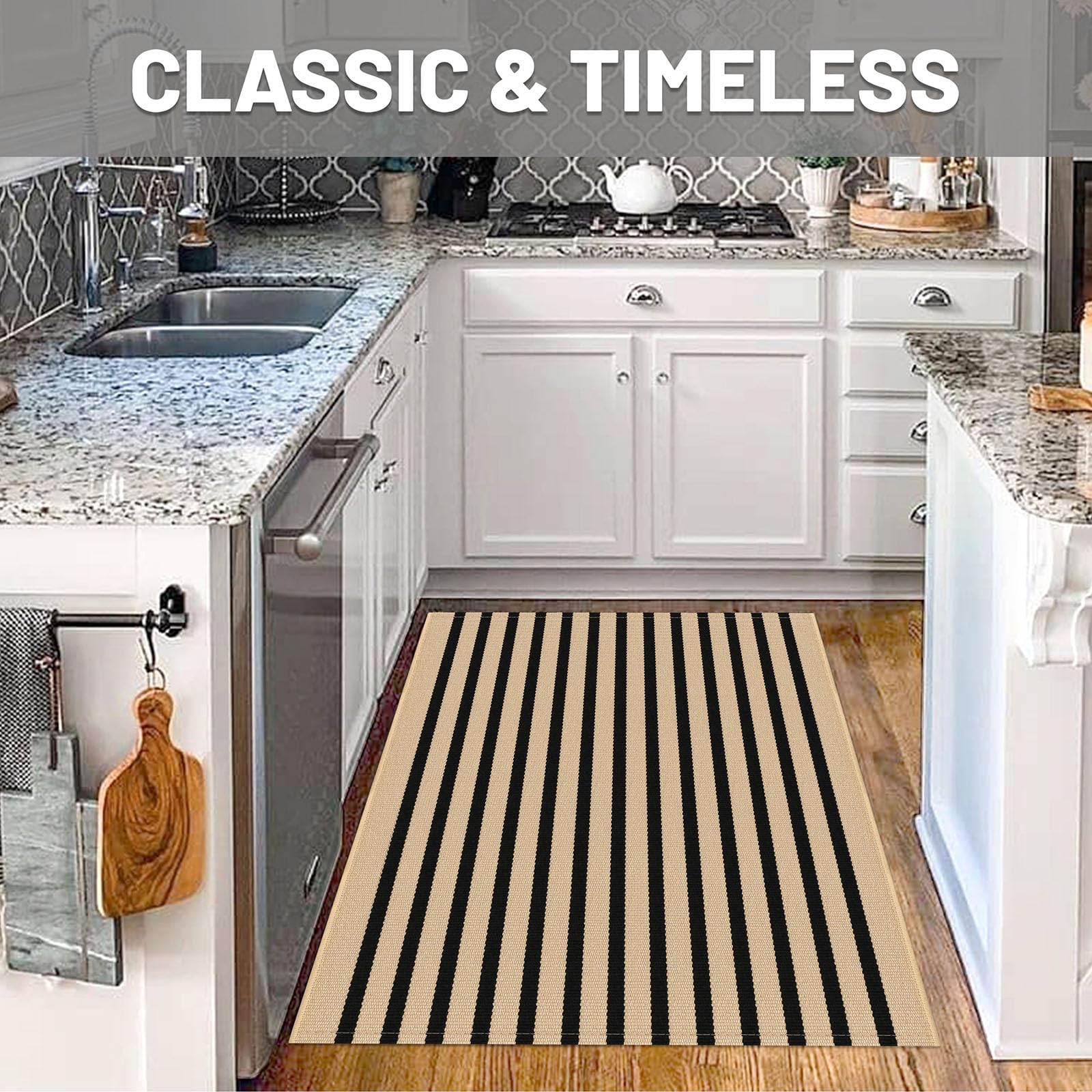 IOHOUZE Striped Area Rug 3'x5' Front Door Rugs Small Washable Area Rug for Front Porch, Spring Su... | Amazon (US)