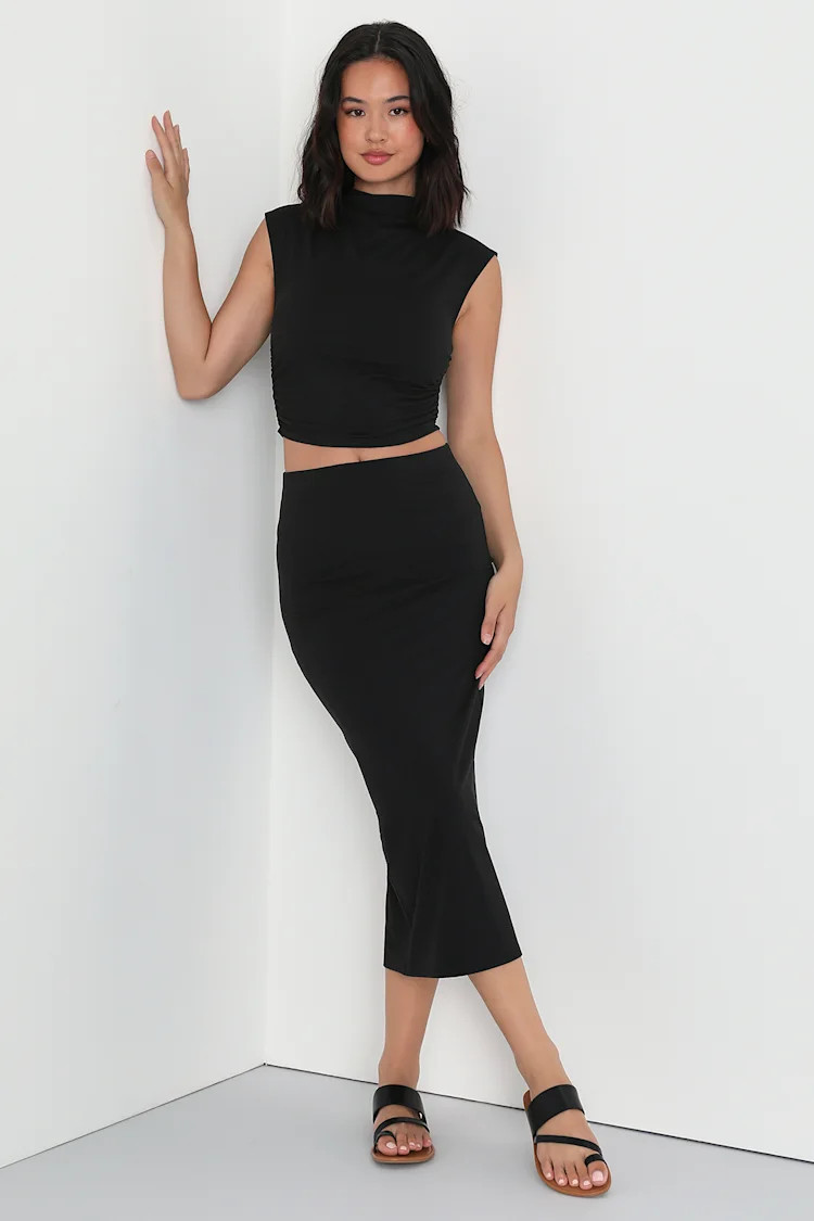 Sounds Nice Black Mock Neck Sleeveless Two-Piece Midi Dress | Lulus (US)