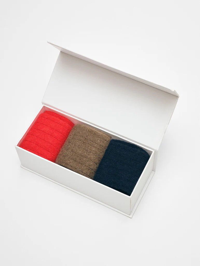 Cashmere Ribbed Sock Pack | White and Warren