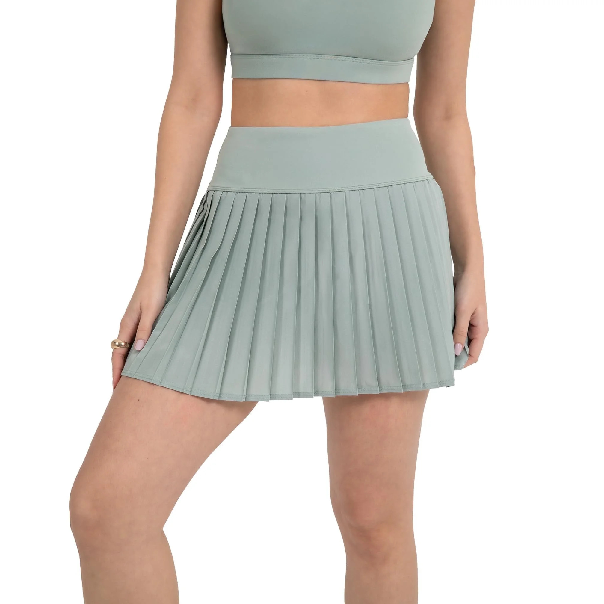 YITTY Active Women's Pleated Tennis Skirt with Built-in Short, Athleisure, 4-Way-Stretch, Sage Gr... | Walmart (US)