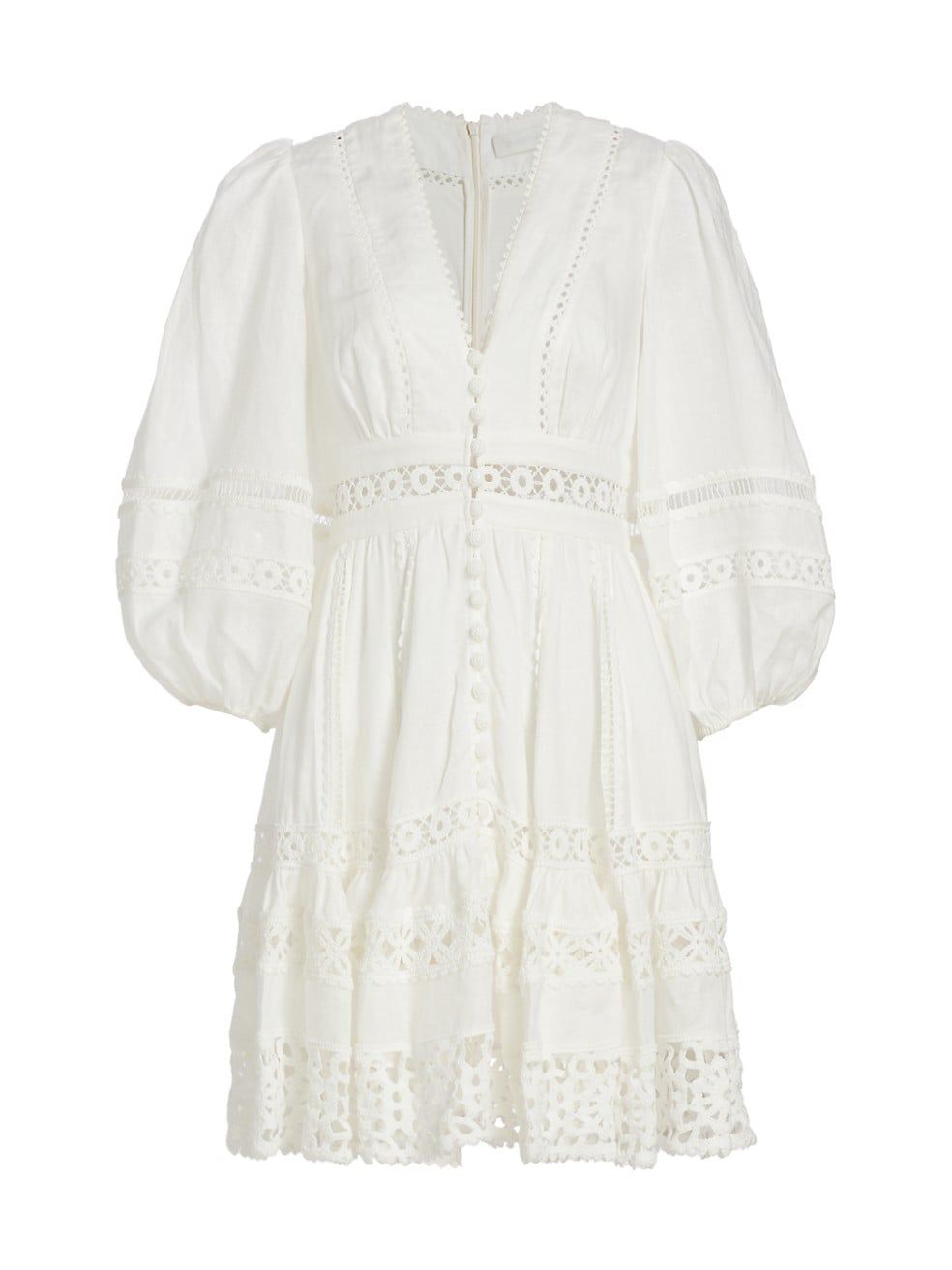 Devi Lace-Trim Linen Minidress | Saks Fifth Avenue