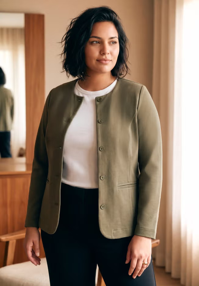 Ponte Button Blazer | Avenue