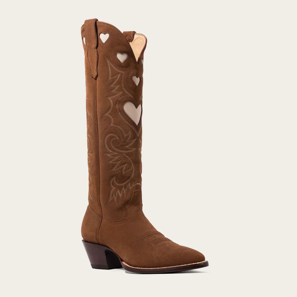 Chestnut Suede & Bone Heart Boot Limited Edition | CITY Boots