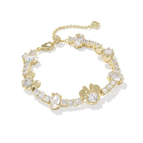 Kendra Scott x Disney 14k Gold-Plated Mickey Mouse and Minnie Mouse Tennis Bracelet in White Crystal, Fashion Jewelry for Women | Amazon (US)