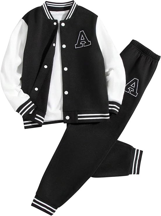 Boys Color Block Button Down Shirt and Jogger Pants Button Up Sweatsuits Sets (Size: 5-12T) | Amazon (US)