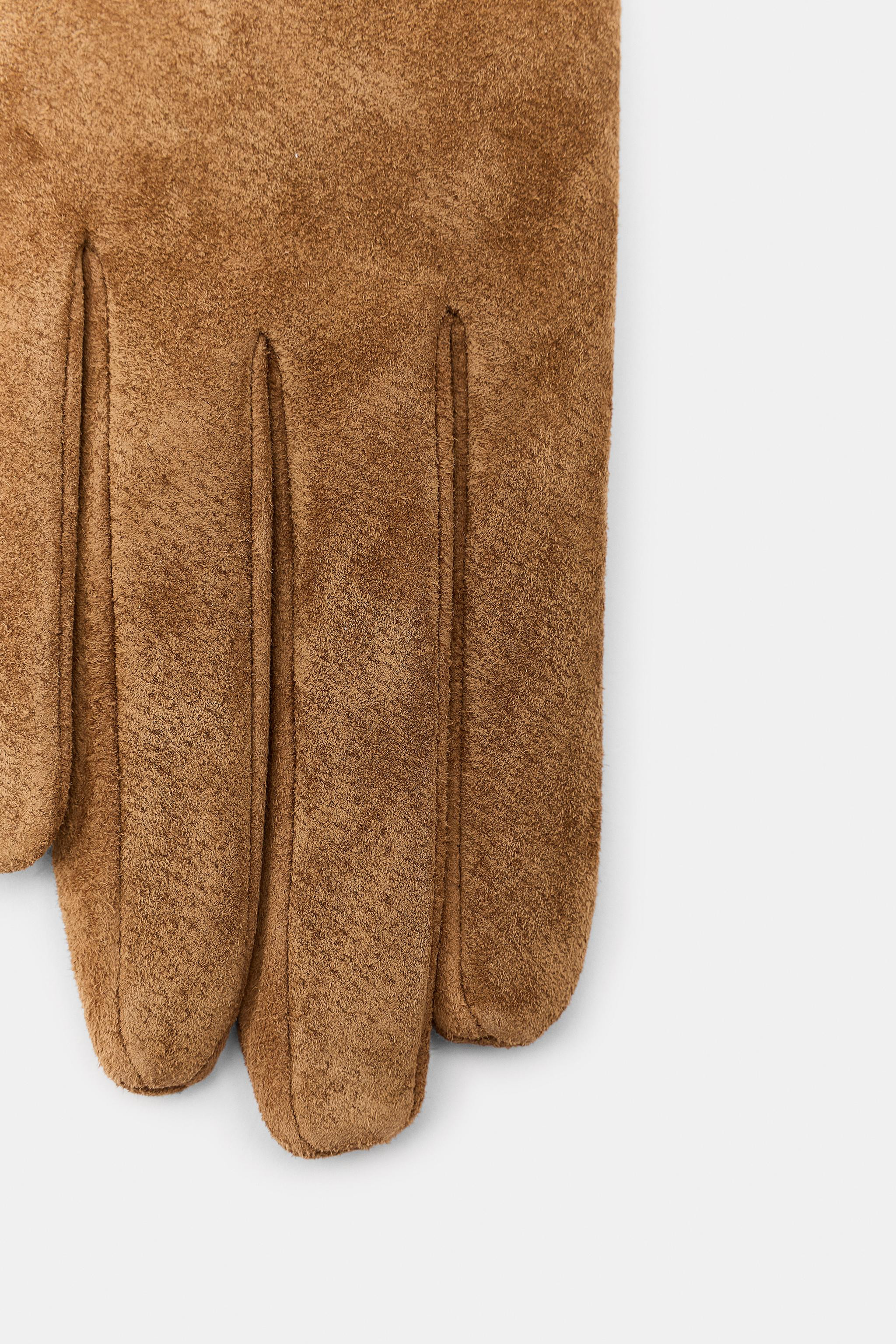 100% SUEDE LEATHER GATHERED GLOVES | Zara UK