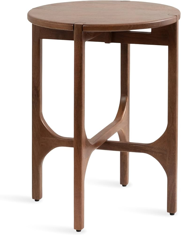 Kate and Laurel Kroscove Modern Geometric Mango Wood Round Side Table, 18 x 18 x 24, Walnut Brown... | Amazon (US)