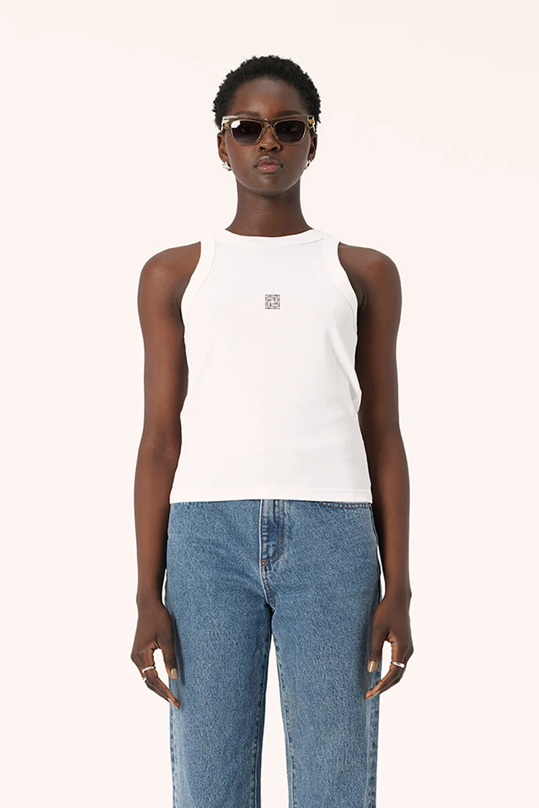 Monogram Nola Tank White | Elka Collective (AU, UK, US, NZ)