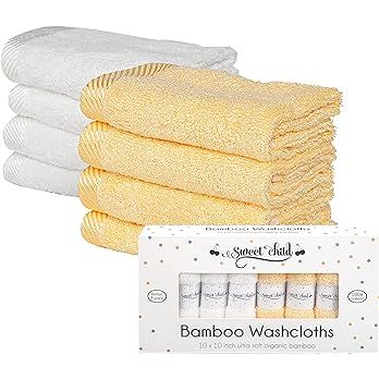 Sweet Child Baby Bamboo Washcloths - Premium Wash Cloth Set of 8 - Ultra Soft Kids/Infant Wash Cl... | Amazon (US)