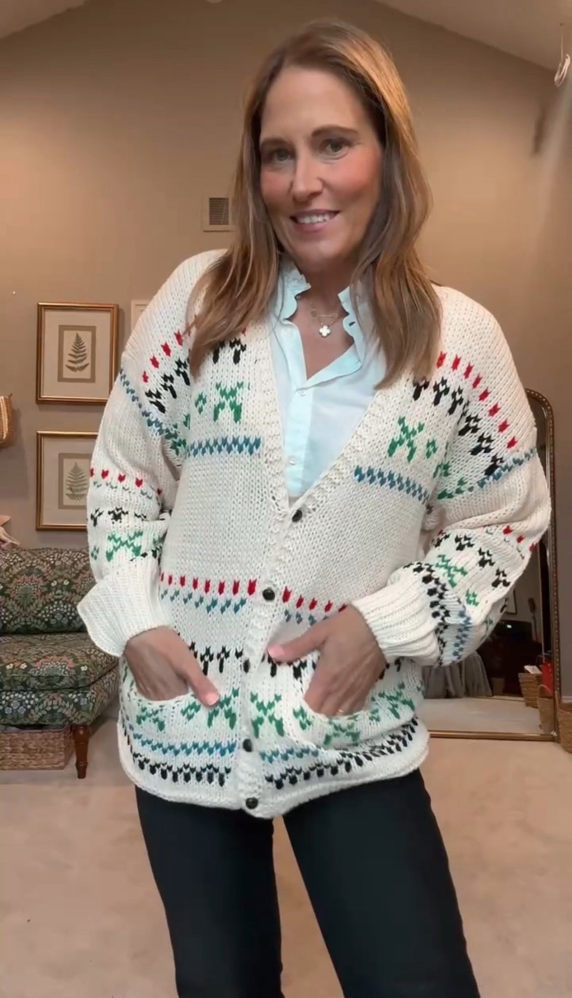 I am loving this cardigan from Social Threads. It is going to be a go-to piece for the entire holiday season. Layer it over a button-down with dark wash denim and sneakers for a casual look that still feels put together.

#LTKSeasonal #LTKHoliday #LTKOver40