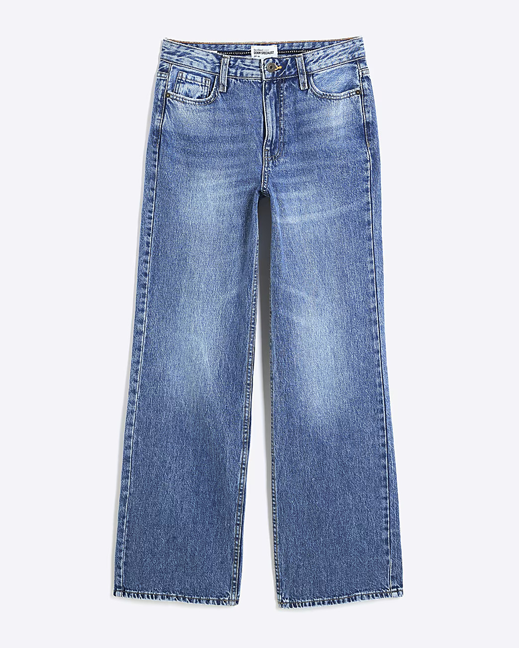Blue High Waisted Relaxed Straight Leg Jeans | River Island UK & IE