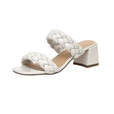 CUSHIONAIRE Women's Onyx braided Heel Sandal +Memory Foam Ivory 8.5 | Target