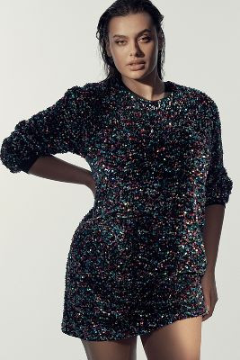 By Anthropologie Velvet Sequin Mini Dress | Anthropologie (US)