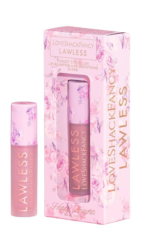 Lawless Women's x LoveShackFancy Forget The Filler Lip Plumping Gloss, Happy Thoughts, Pink, 0.11... | Amazon (US)