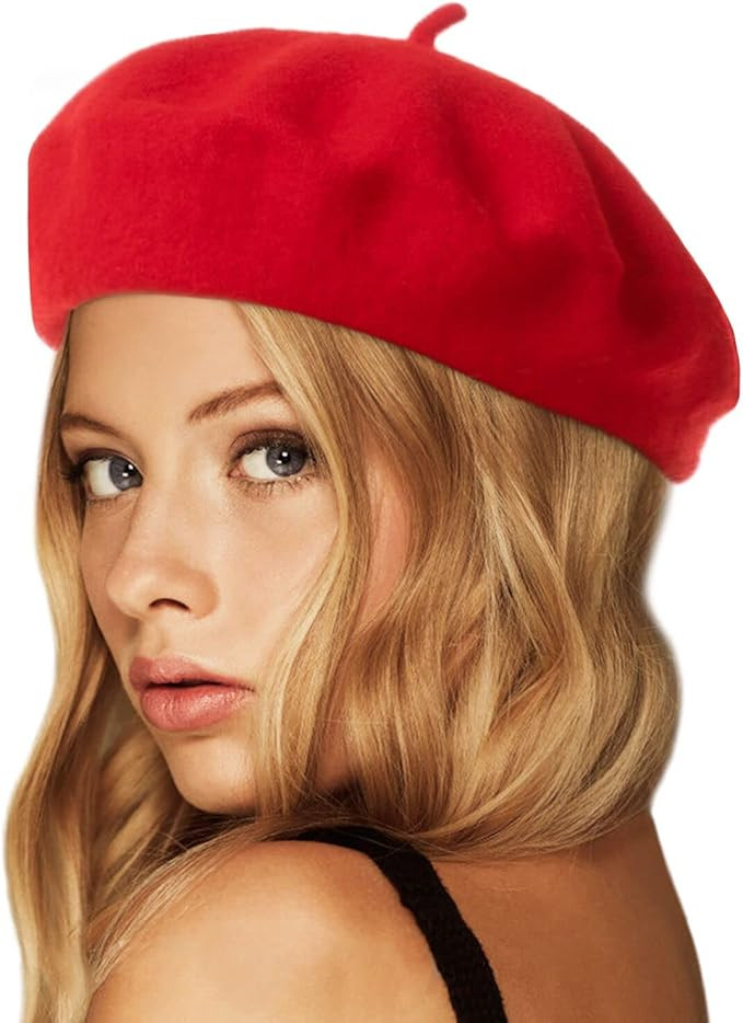Wheebo Wool Beret Hat,Solid Color French Style Winter Warm Cap for Women Girls Lady | Amazon (US)