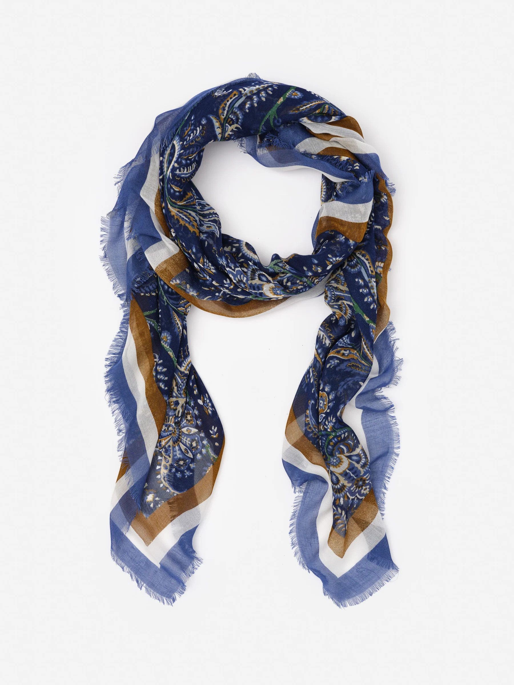 Navy/Multi Heirloom Paisley Border Giselle Scarf | Women's Scarves | J.McLaughlin | J.McLaughlin
