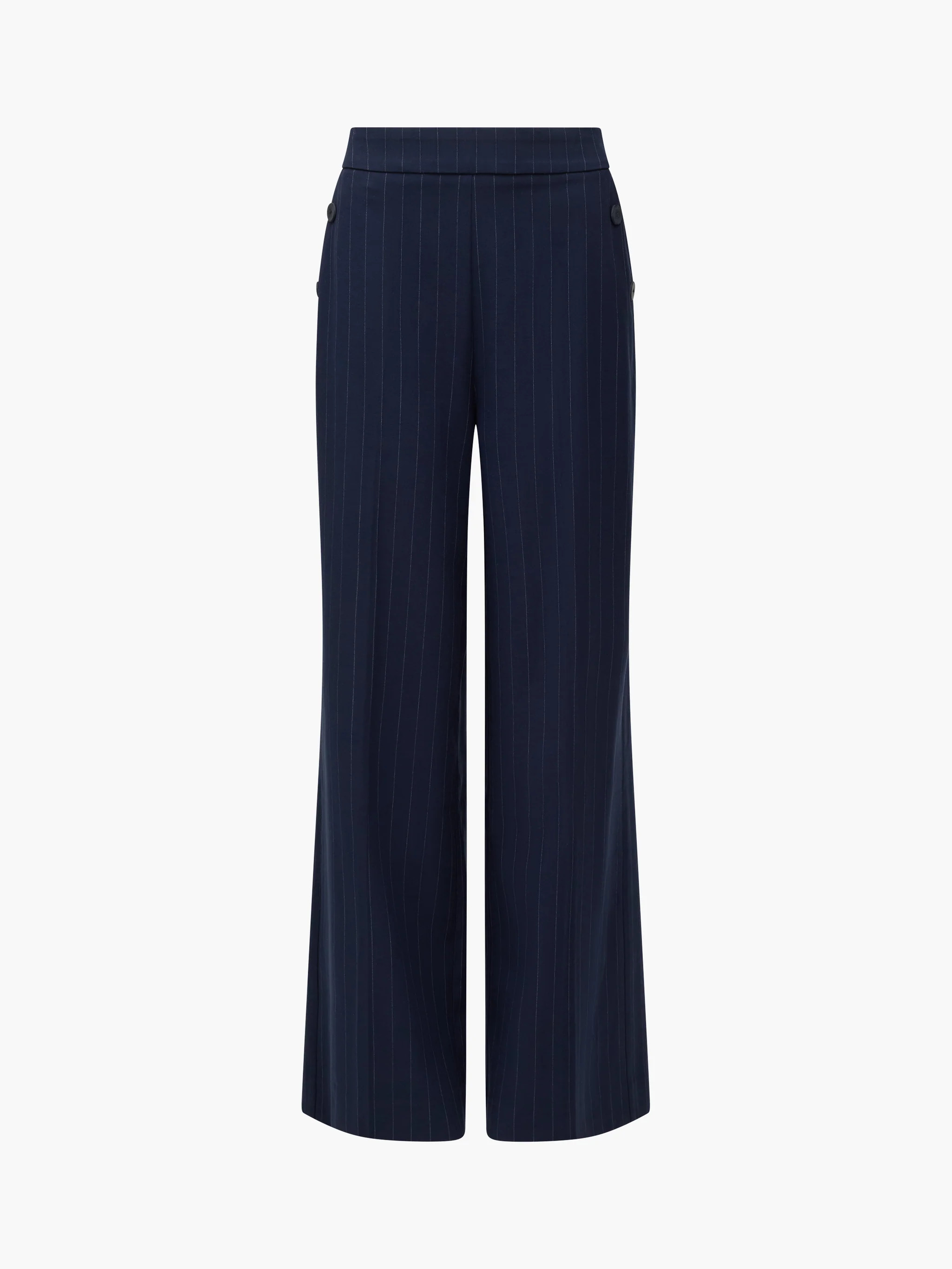 Alia Pinstripe Button Detail Wide Leg Trousers | French Connection (UK)