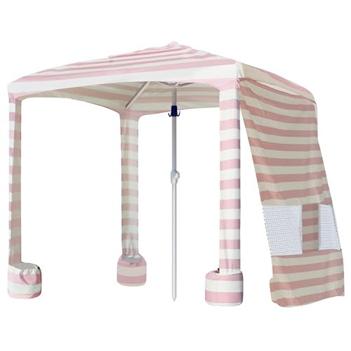 AMMSUN Beach Cabana, 6.2'×6.2' Beach Canopy, Easy Set up and Take Down, Cabana Tent with Sand Pockets, Instant Sun Shade with Side Wall, Elegant Pink | Amazon (US)