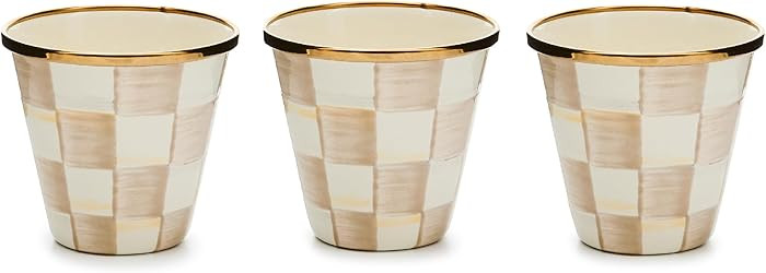 MACKENZIE-CHILDS Enamel Herb Pots, Small Plant Pots for Herbs or Flowers, Set of 3, Brown-and-Whi... | Amazon (US)