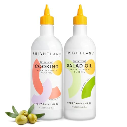 Brightland 100% Extra Virgin Oilive Oil Set, Everyday Cooking Set - Salad Oil & Cooking Oil for Tossing, Mixing, Dressing, High-Heat Sauteing, Roasting, Grilling & Baking - 25.4 FL Oz Squeeze Bottles | Amazon (US)