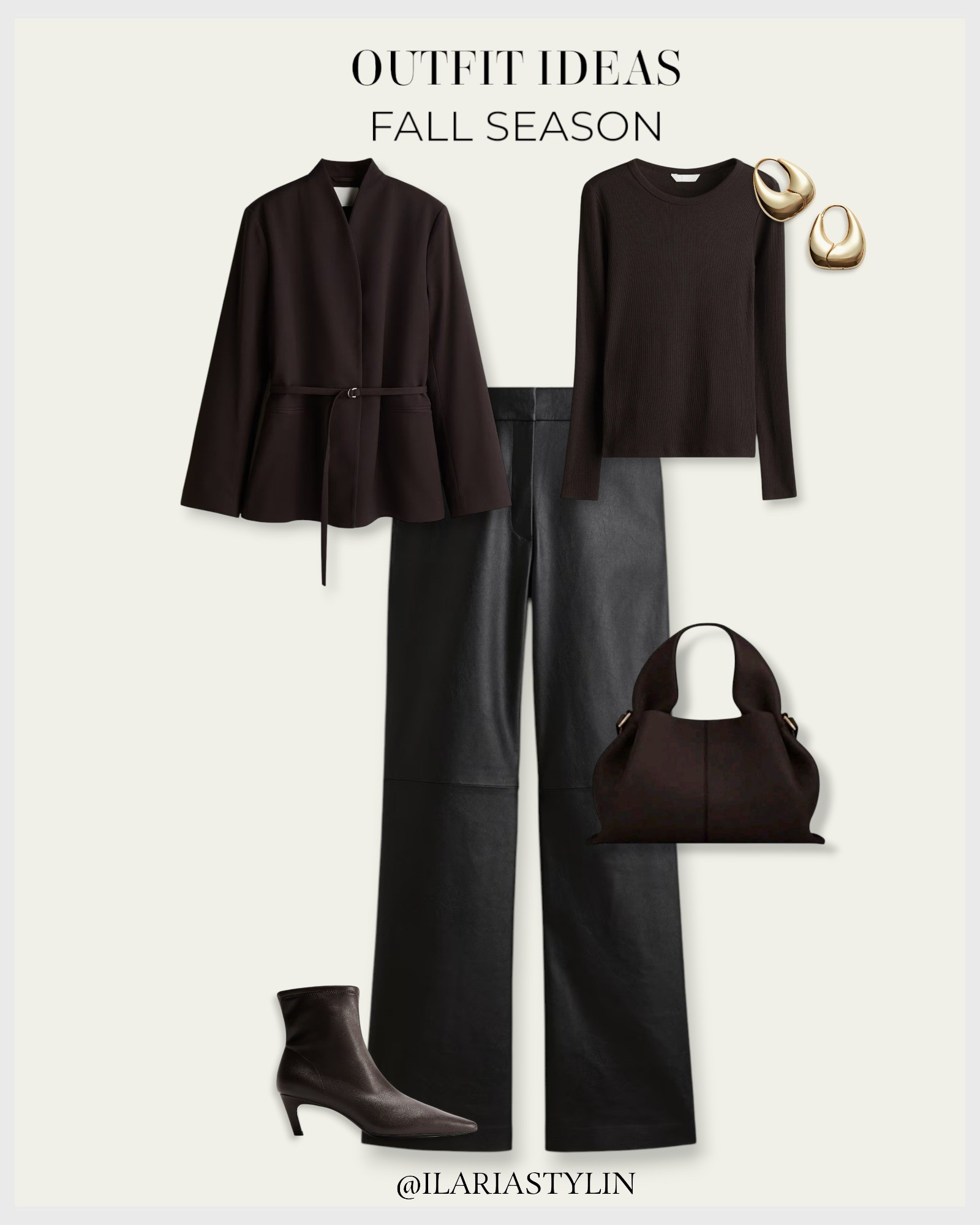 OUTFIT IDEAS: Fall Season 🍂🤎 autumn outfit, fall outfit, brown jacket, belted jacket, brown top, long sleeved top, ribbed top, black pants, bootcut pants, faux leather pants, dark brown boots, sock boots, heeled boots, dark brown bag, croissant bag, shoulder bag, casual outfit, casual chic outfit

#LTKSeasonal #LTKStyleTip #LTKWorkwear