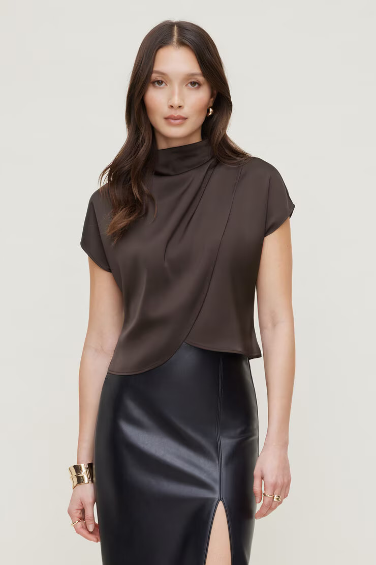 Ella Layered Satin Blouse | Dynamite Clothing