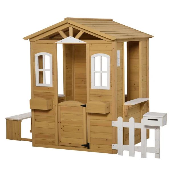 Outsunny 80.25'' W x 42.25'' D Outdoor Solid Wood Playhouse | Wayfair North America