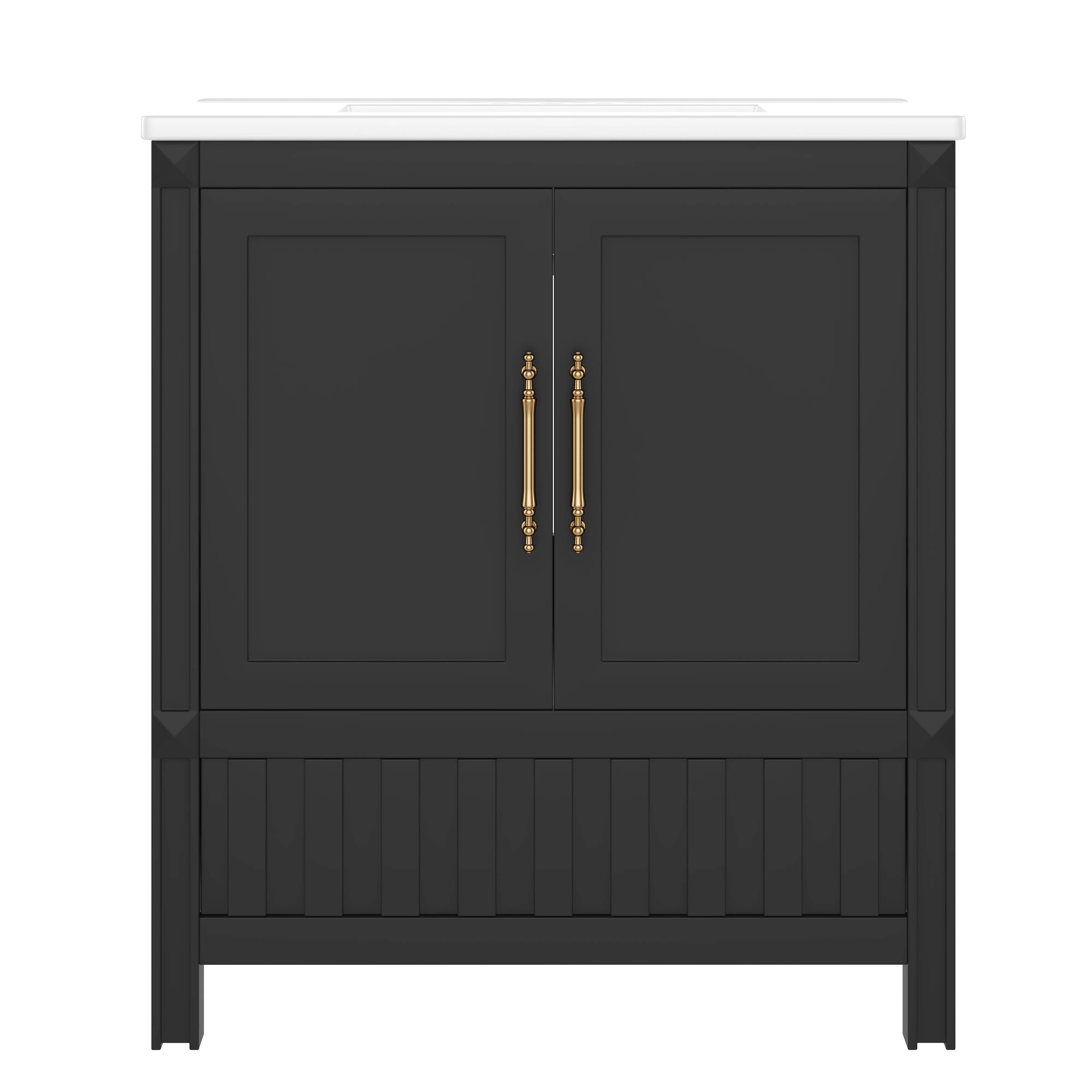 30" Black Bathroom Vanity With Sink — Vanity Cabinet With Drawers, Doors & Storage Shelves | Wayfair North America
