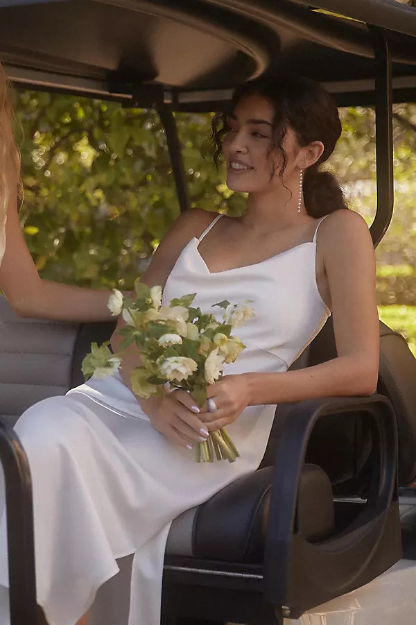 BHLDN Cali Satin Cowl-Neck Midi Slip Dress By BHLDN in White Size 22W | Anthropologie (US)