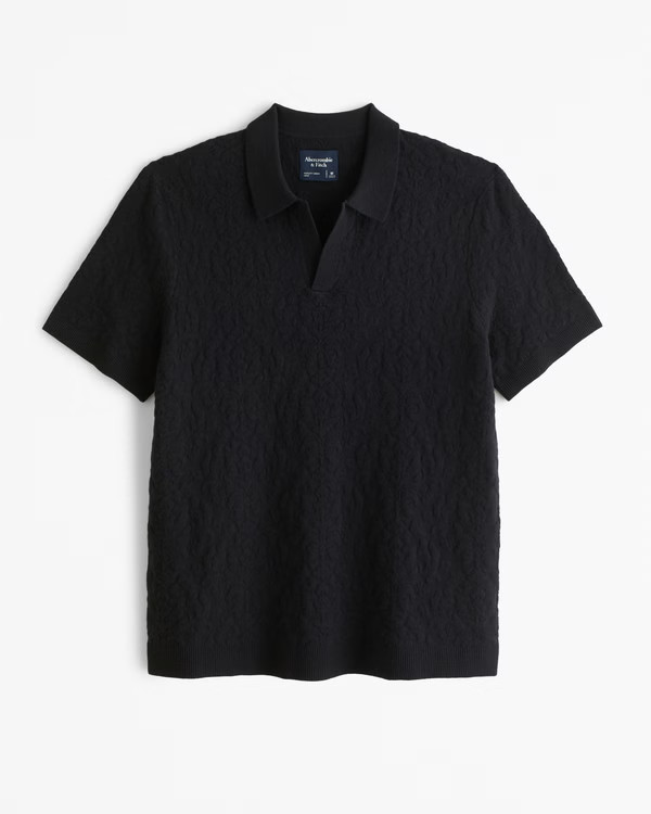 Jacquard Pattern Johnny Collar Sweater Polo | Abercrombie & Fitch (US)