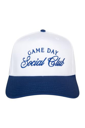 KATYDID Game Day Social Club Vintage Hat - Two-Toned Trucker Hat - Embroidered Vintage Baseball Cap for Women - Snapback (Blue/White) | Amazon (US)