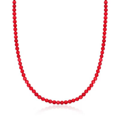 Ross-Simons 5-5.5mm Red Coral Bead Necklace With 18kt Gold Over Sterling Size 18 | Target