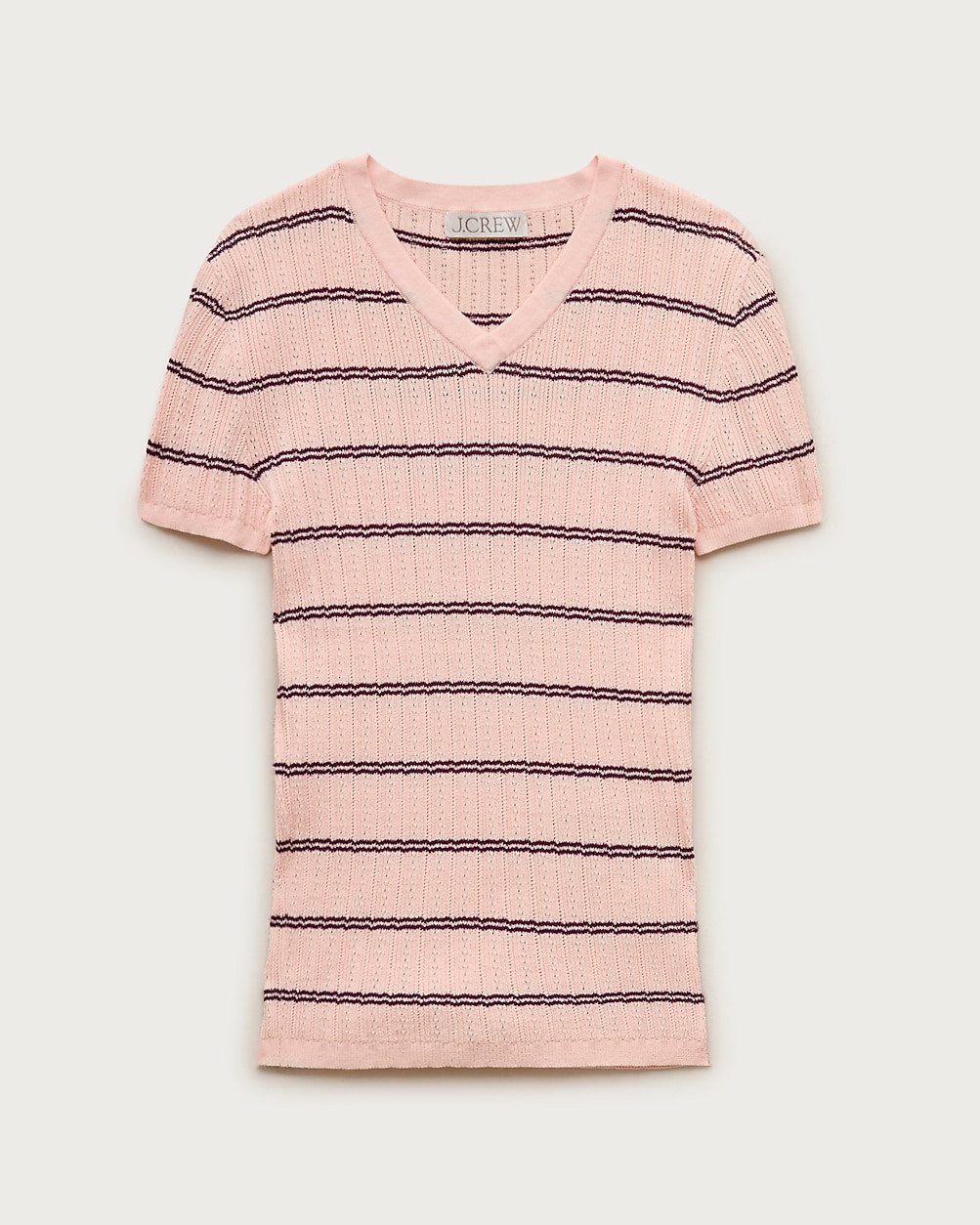 High V-neck ribbed pointelle sweater-tee in stripe | J. Crew US