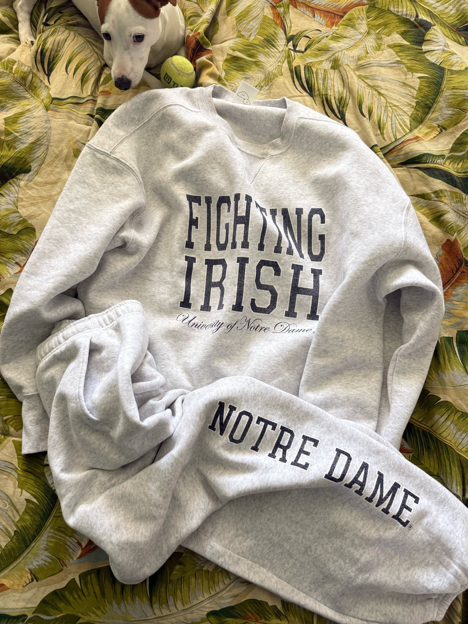 Today’s cozy ootd for notre dame football 
Large in sweatshirt, small in joggers