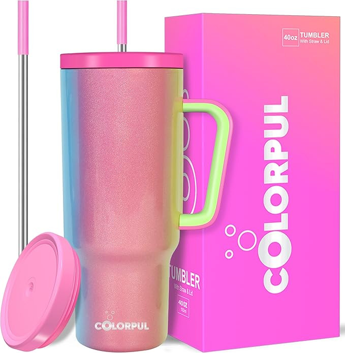 40oz Stainless Steel Tumbler with Handle & Leak-Proof Lid | Insulated coffee tumbler’s | Keeps ... | Amazon (US)