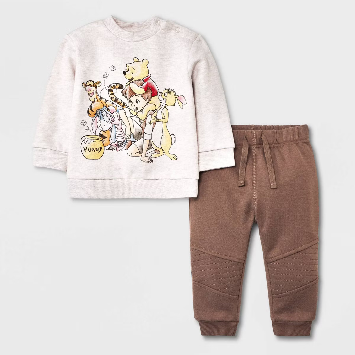 Baby Boys' Winnie the Pooh Printed Top and Bottom Set - Beige | Target