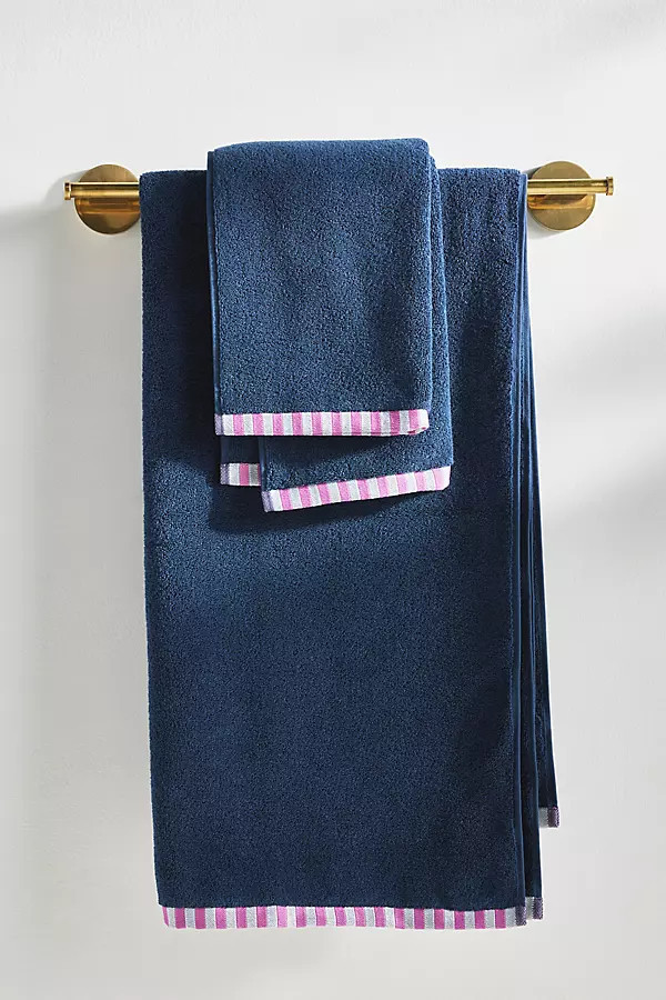 The Sloane Stripe Trim Soft Cotton Towel Collection | Anthropologie (US)