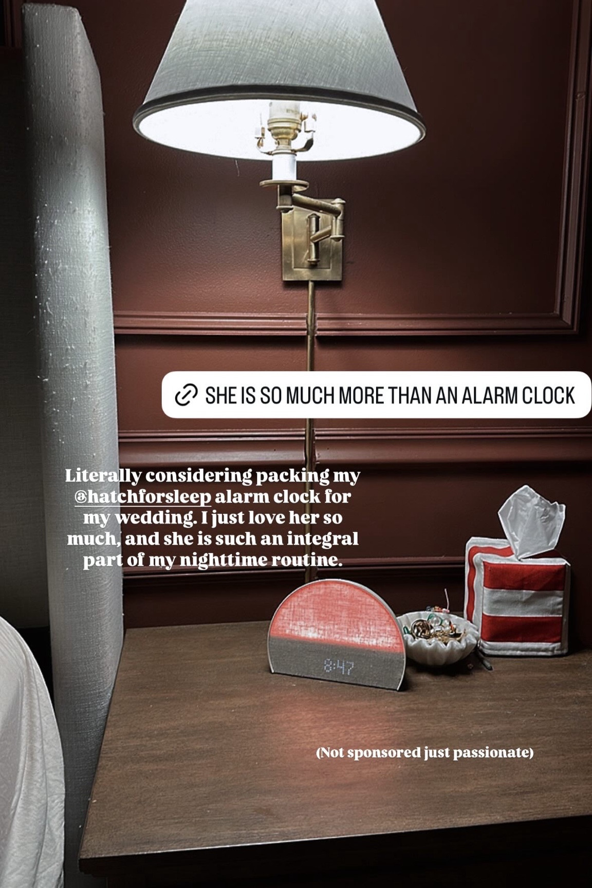 Okay but when an alarm clock becomes a non-negotiable part of your nighttime routine… you know it’s that good. The Hatch alarm isn’t just for waking up—it’s for winding down, setting the mood, and making my sleep ✨ chef’s kiss ✨. Thinking of packing her for my wedding, because priorities. #SleepBetter #HatchAlarm #NighttimeRoutine #LTKHome #WellnessEssentials #SmartHome #AmazonFinds #CozyVibes

#LTKHome