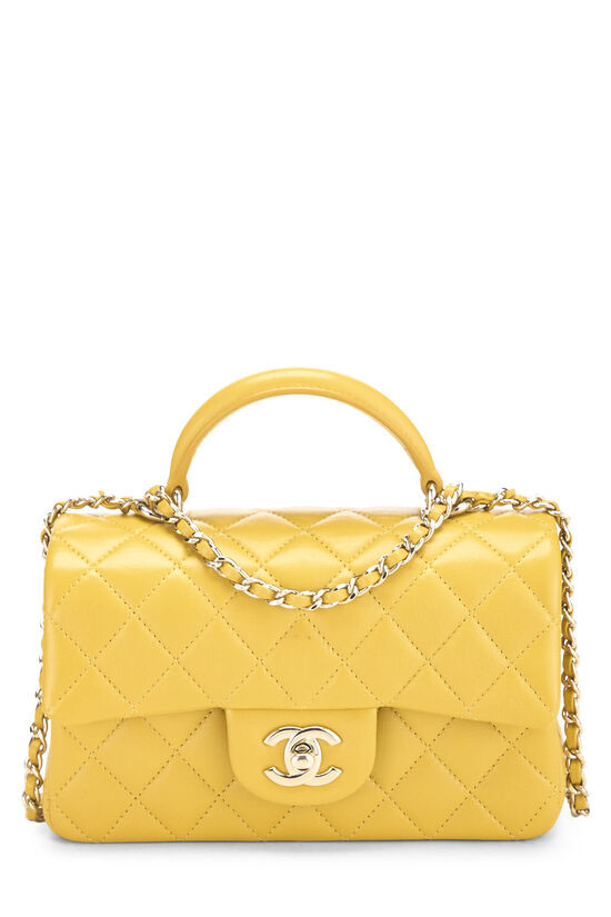 Pre-Owned Yellow Quilted Lambskin Top Handle Rectangular Flap Mini Q6B52C1IY9001 | What Goes Around Comes Around