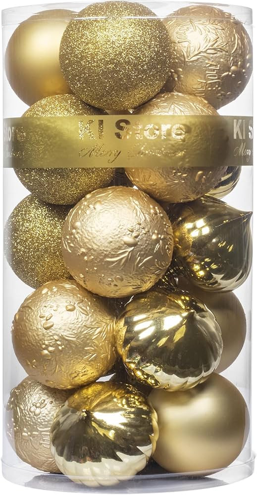 KI Store Gold Christmas Balls 20pcs 3.15-Inch Christmas Tree Decoration Ornaments for Xmas Tree H... | Amazon (US)