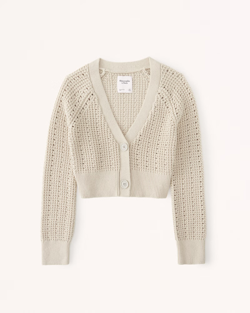 Pointelle Short Cardigan | Abercrombie & Fitch (US)