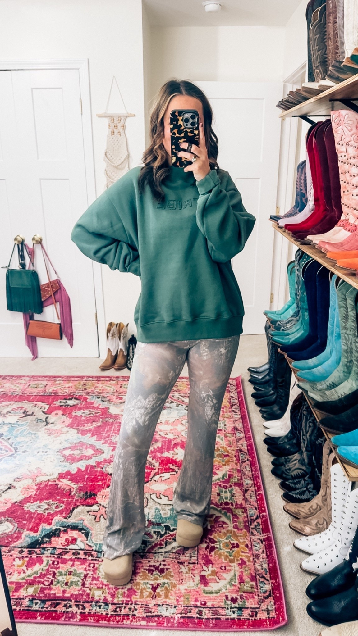 Tribe Kelley sweatshirt mock neck and camo brush yoga pants camouflage flared pants - medium in the top , large for length in the pants I’m almost 5’8 

#LTKSaleAlert #LTKCyberWeek #LTKootd