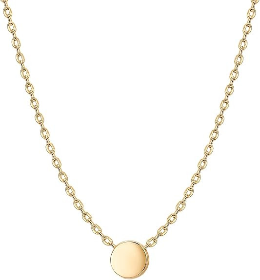 Amazon.com: PAVOI 14K Yellow Gold Plated Tiny Dot Necklace Round Circle Pendant Necklace | Gold N... | Amazon (US)
